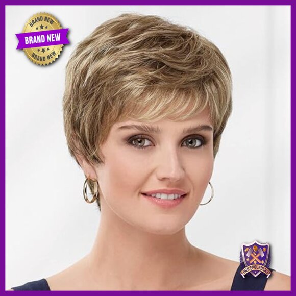 Lightweight Synthetic Pixie Wig with Bangs, Straight Layers, Easy Care